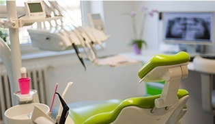 Bright dental exam room
